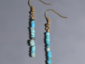ancient roman light blue glass beaded earrings