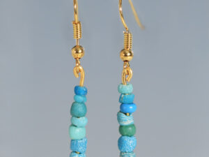 ancient roman light blue glass beaded earrings
