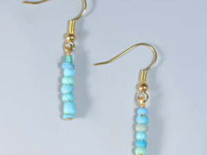 ancient roman light blue glass beaded earrings