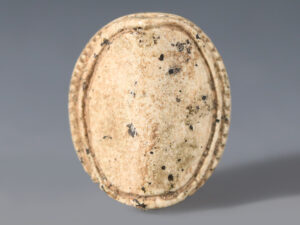 large egyptian steatite cowroid with floral pattern