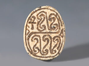 egyptian steatite scarab with scrolls