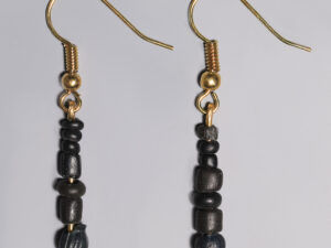 ancient roman black glass beaded earrings