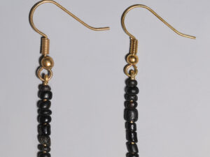 ancient roman black glass beaded earrings