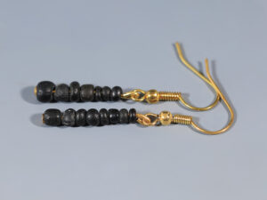 ancient roman black glass beaded earrings