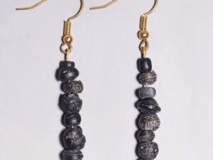ancient roman black glass beaded earrings