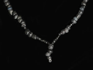 ancient roman black glass beaded necklace