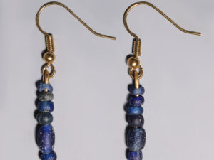 ancient roman dark blue glass beaded earrings