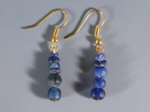 ancient roman dark blue glass beaded earrings
