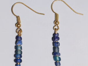 ancient roman dark blue glass beaded earrings 2
