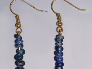 ancient roman dark blue glass beaded earrings 2