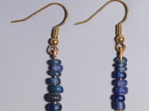 ancient roman dark blue glass beaded earrings