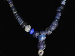ancient roman dark blue glass beaded necklace