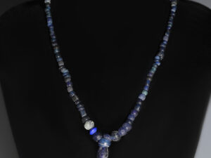 ancient roman dark blue glass beaded necklace