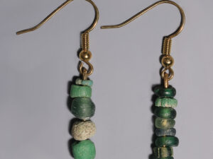 ancient roman green glass beaded earrings