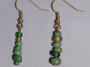 ancient roman green glass beaded earrings