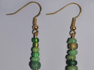 ancient roman green glass beaded earrings 2