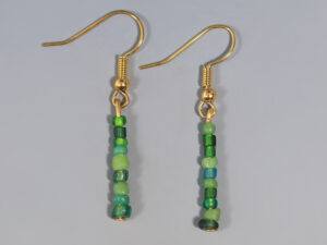 ancient roman green glass beaded earrings 3