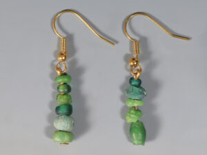 ancient roman green glass beaded earrings