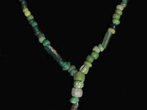 ancient roman green glass beaded necklace