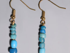 ancient roman light blue glass beaded earrings