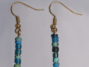 ancient roman light blue glass beaded earrings