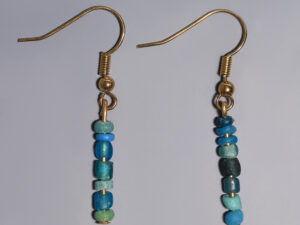 ancient roman light blue glass beaded earrings