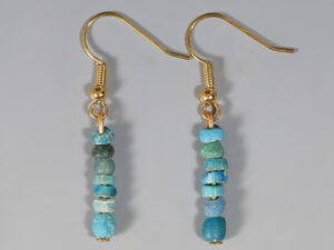 ancient roman light blue glass beaded earrings 3