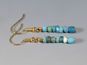 ancient roman light blue glass beaded earrings