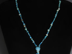 ancient roman light blue glass beaded necklace