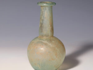 ancient roman turquoise glass flask