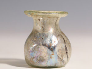 roman dimpled green glass jar with iridescence 4