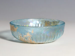 roman blue glass bowl with ribbed decoration 2