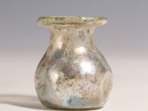 roman dimpled green glass jar with iridescence 3