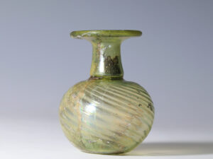 roman green glass ribbed flask 3