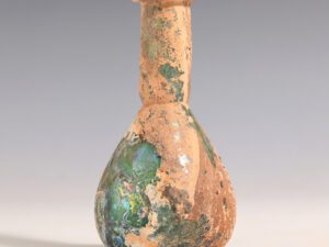 roman iridescent green glass flask 2
