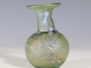 roman dark green glass ribbed flask