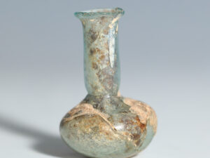 small roman blue glass unguentarium