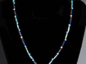 egyptian light and dark blue faience necklace from the amarna period